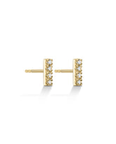 Line Earrings four white diamonds